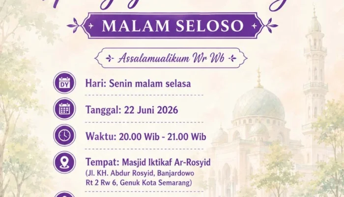 Pengajian Keliling Malam Seloso Digelar di Masjid Iktikaf Ar-Rosyid, Diasuh KH Ali Khoiron